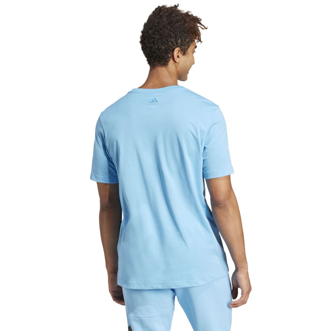 Koszulka męska adidas Essentials Single Jersey Linear Embroidered Logo Tee niebieska IS1350 - obrazek 2