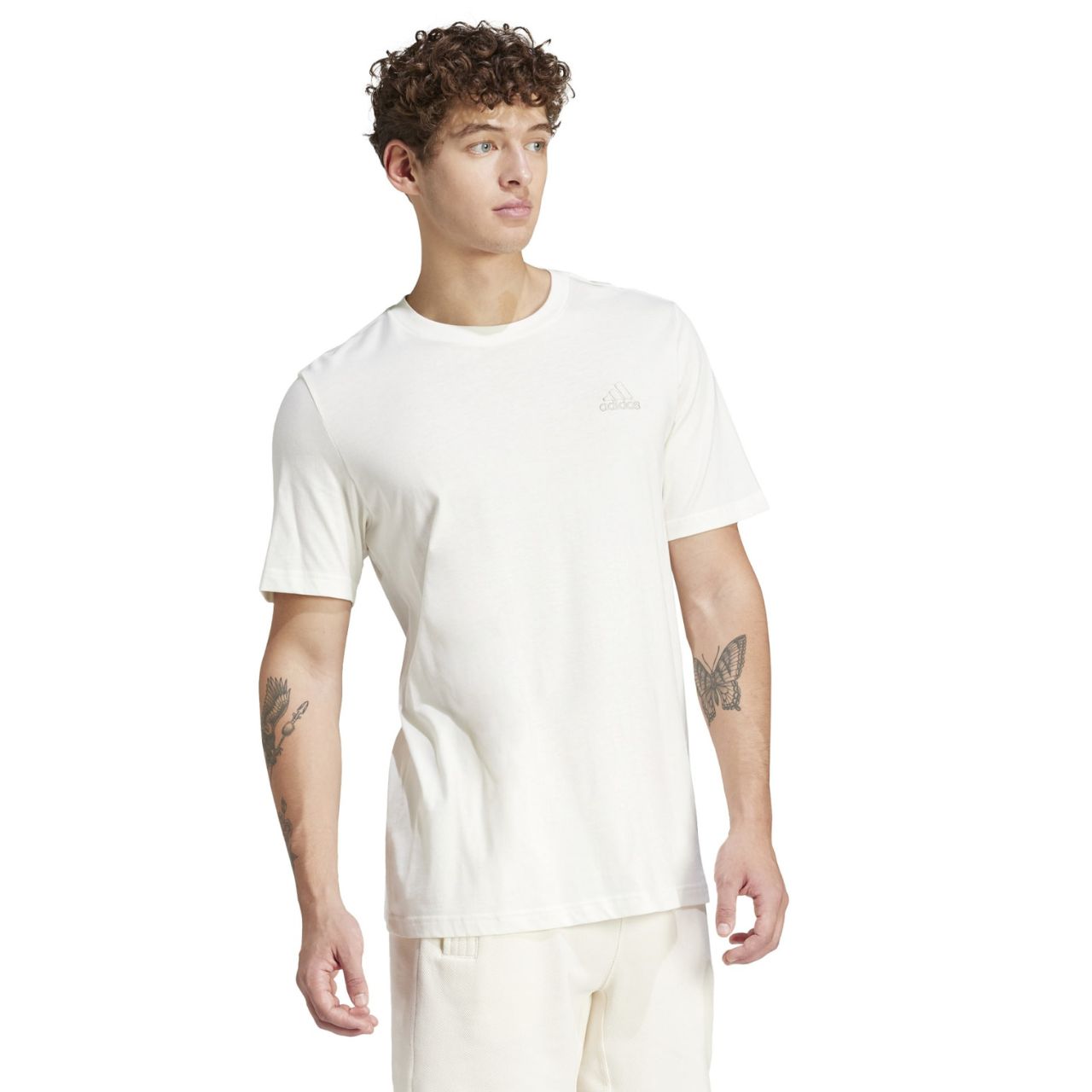 Koszulka męska adidas Essentials Single Jersey Embroidered Small Logo Tee biała IS1318 - obrazek 3