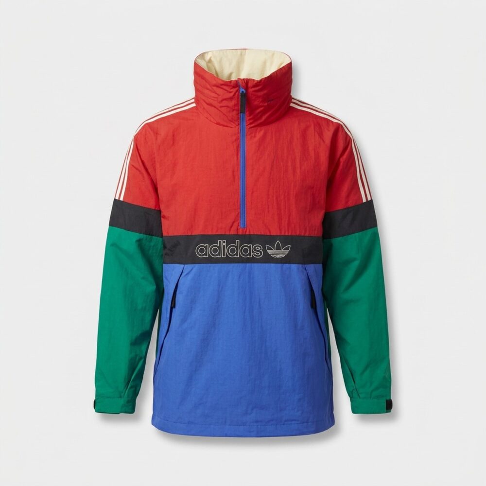 Kurtka męska adidas Anorak Colorblock Windbreaker czerwono-zielona DW4000