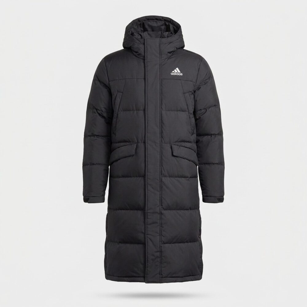 Kurtka męska adidas Helionic Long Down Parka Black White czarna GK0664