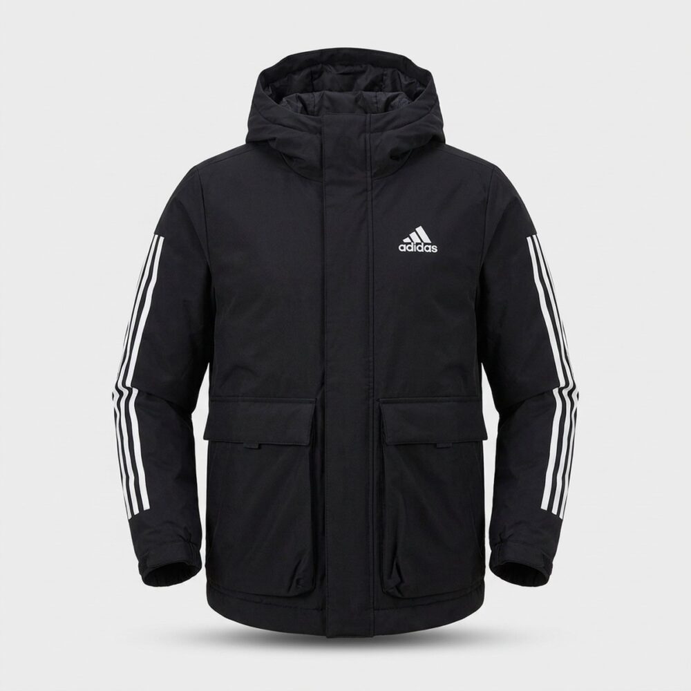 Kurtka męska adidas Utilitas 3-Stripes Hooded Jacket Black/White czarno-biała GT1688