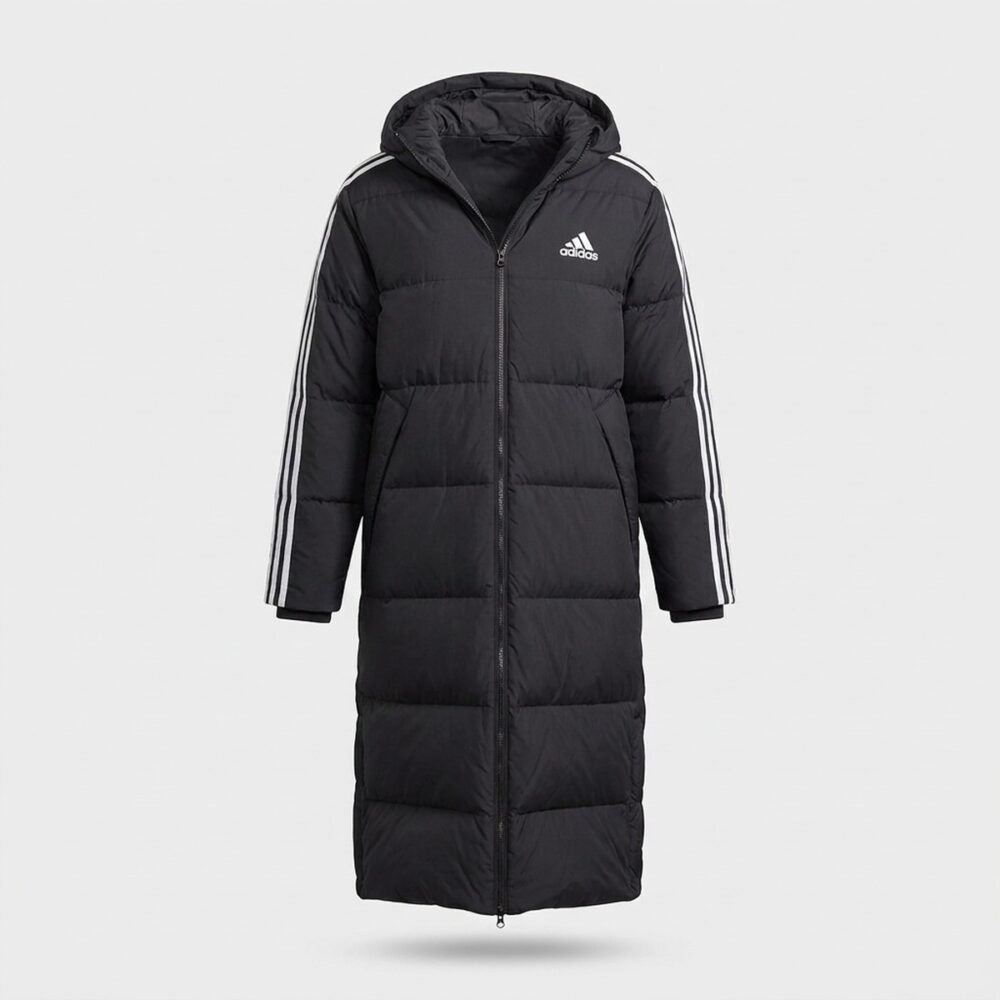 Kurtka unisex adidas 3-Stripes Insulated Long Down Coat Black White czarno-biała H20760