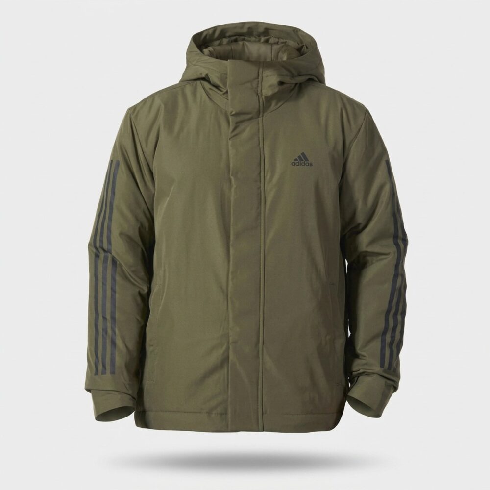 Kurtka męska adidas 3-Stripes Hooded Jacket Olive Green Black khaki-zielona IP2535