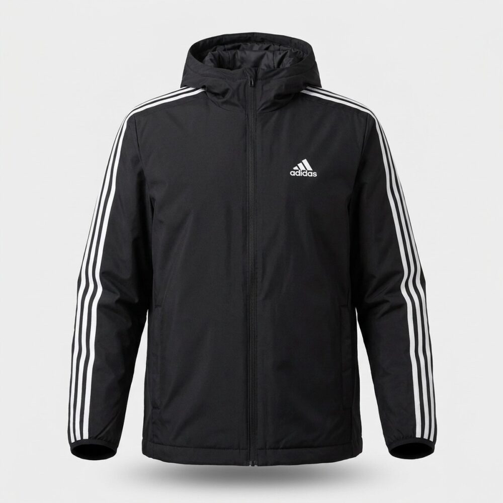 Kurtka męska adidas 3-Stripes Hooded Insulated czarno-biała IP2537