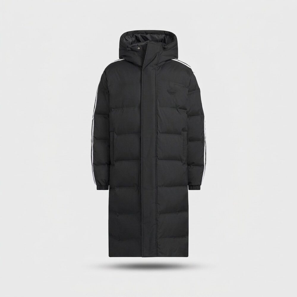 Kurtka męska adidas Long Puffer Jacket Black/White czarna JD3749