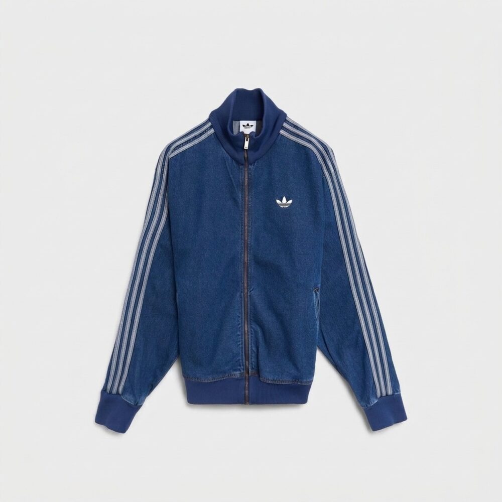Kurtka męska adidas Firebird Track Top Denim Blue niebiesko-granatowa KD1517