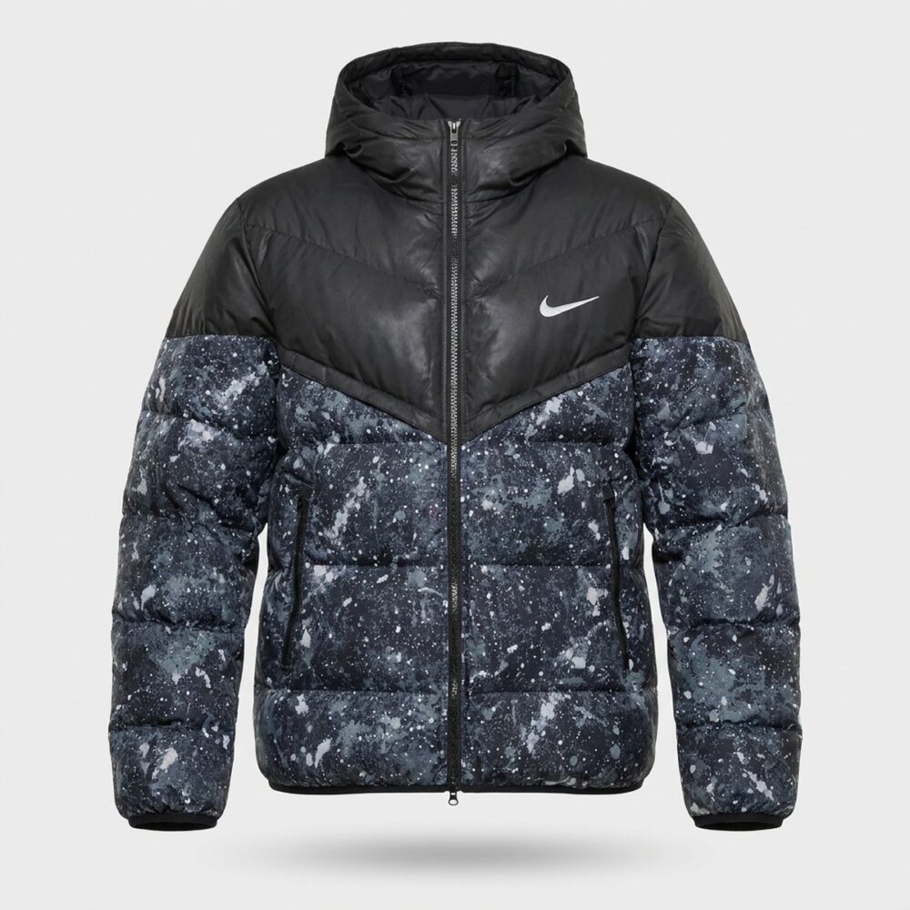 Kurtka męska Nike Storm-FIT Windrunner Hooded Puffer Jacket Black Galaxy Print czarno-grafitowa HQ4184-010