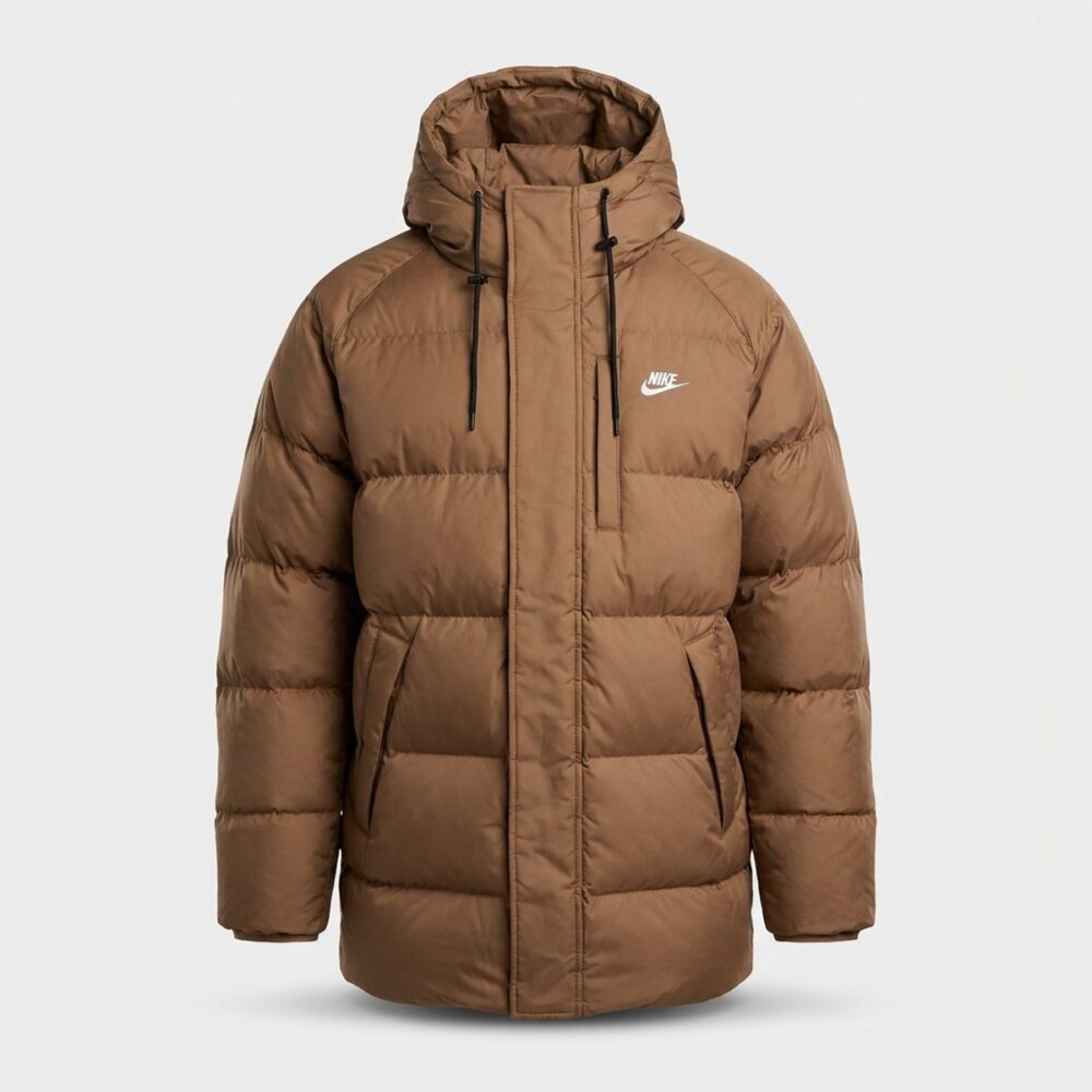 Kurtka męska Nike Sportswear Club Therma-FIT Puffer Parka Ale Brown White brązowa IB2974-235